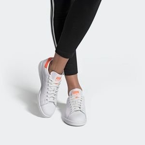 adidas Women’s White Sneakers with Orange Accents